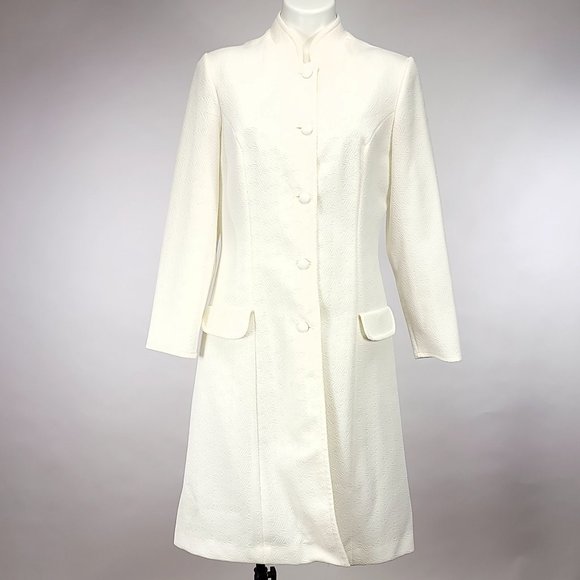 Vintage Puritan Forever Young Women's White Nehru Style Long Coat - Picture 1 of 7